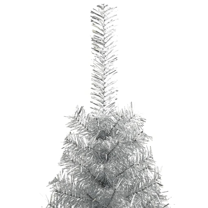 Albero di Natale Artificiale a Metà con Base Argento 120 cm PVC 344695