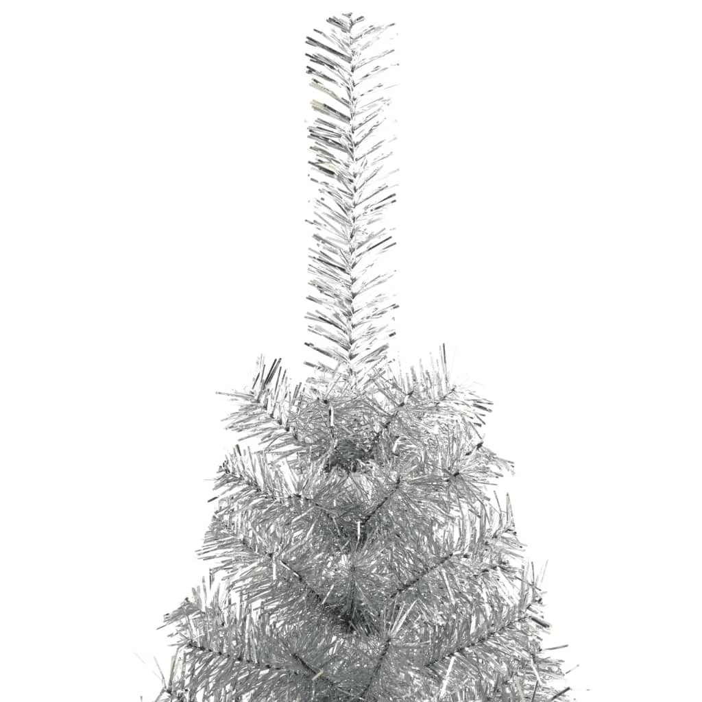 Albero di Natale Artificiale a Metà con Base Argento 120 cm PVC