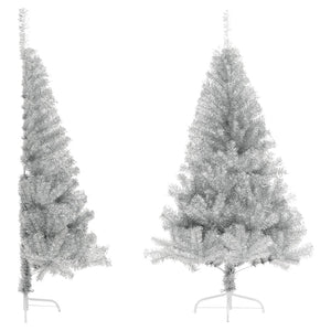 Albero di Natale Artificiale a Metà con Base Argento 120 cm PVC 344695