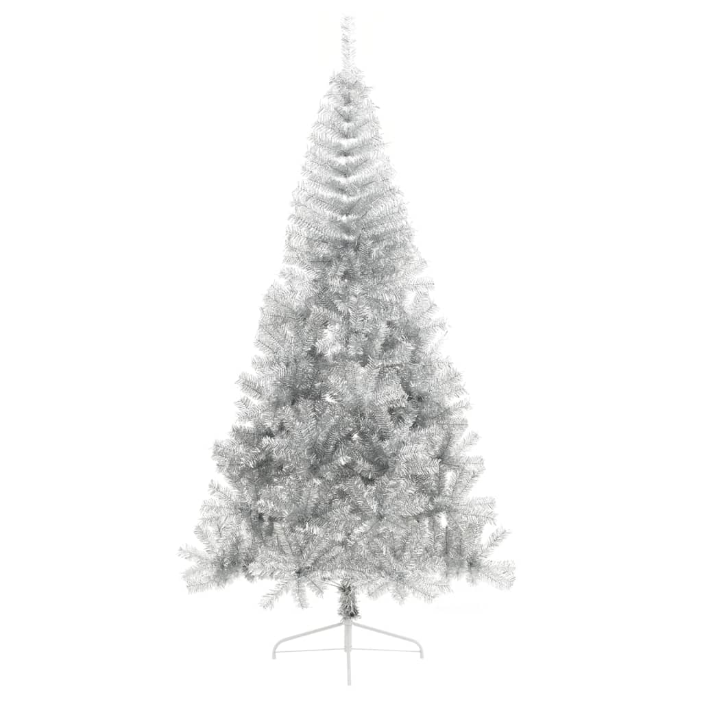 Albero di Natale Artificiale a Metà con Base Argento 210 cm PVC