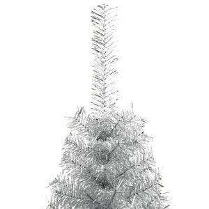 Albero di Natale Artificiale a Metà con Base Argento 210 cm PVC