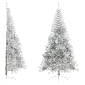 Albero di Natale Artificiale a Metà con Base Argento 240 cm PVC