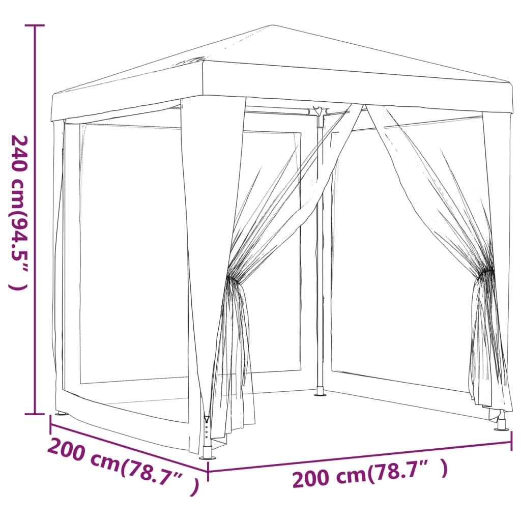 Tenda per Feste con 4 Pareti Laterali in Rete Blu 2x2 m HDPE 319217