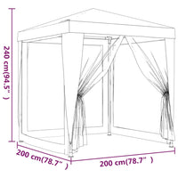 Tenda per Feste con 4 Pareti Laterali in Rete Blu 2x2 m HDPE 319217