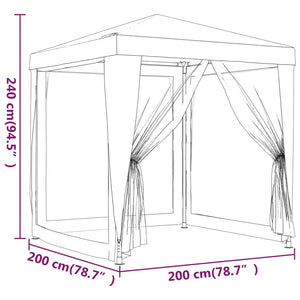 Tenda per Feste con 4 Pareti Laterali in Rete Blu 2x2 m HDPE 319217