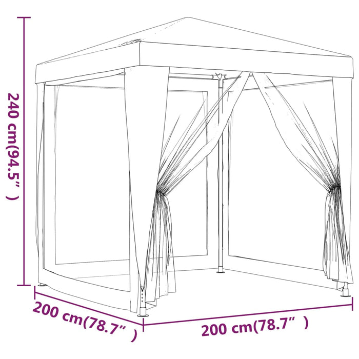 Tenda per Feste con 4 Pareti Laterali in Rete Blu 2x2 m HDPE 319217