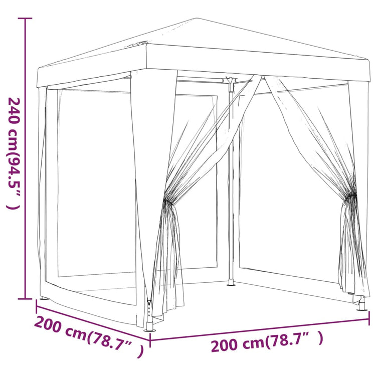 Tenda per Feste con 4 Pareti Laterali in Rete Verde 2x2 m HDPE 319218