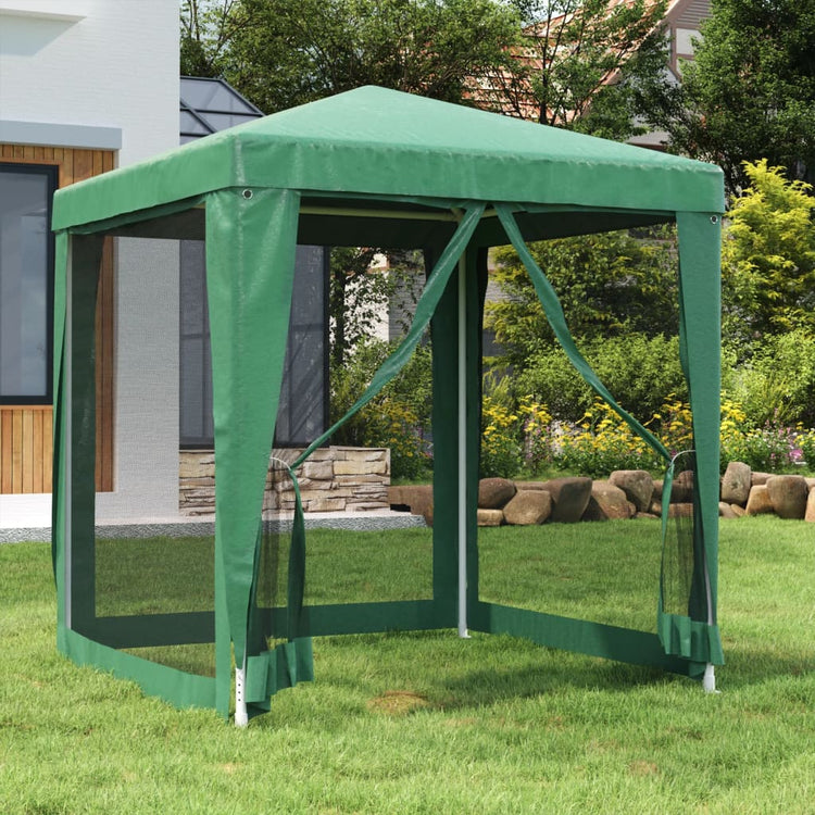 Tenda per Feste con 4 Pareti Laterali in Rete Verde 2x2 m HDPE 319218