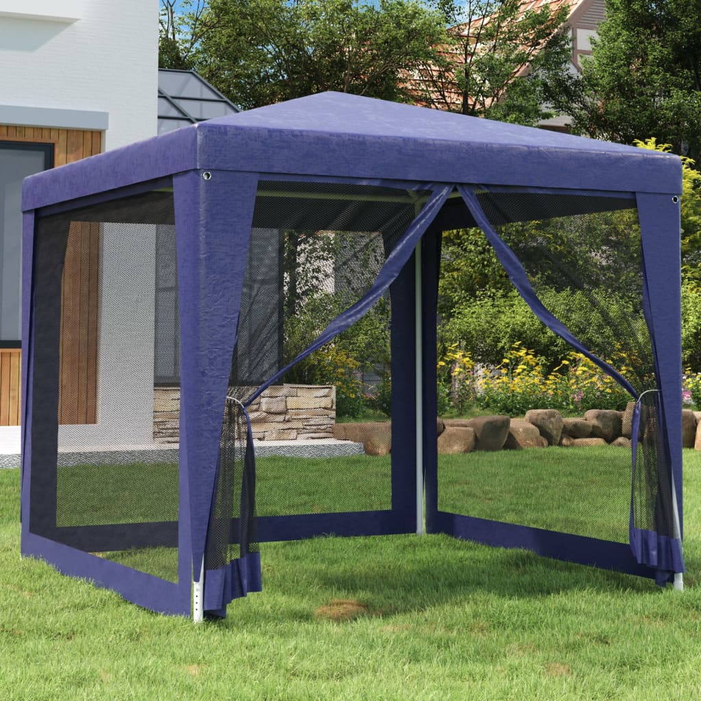 Tenda per Feste con 4 Pareti Laterali in Rete Blu 2,5x2,5m HDPE cod mxl 65983