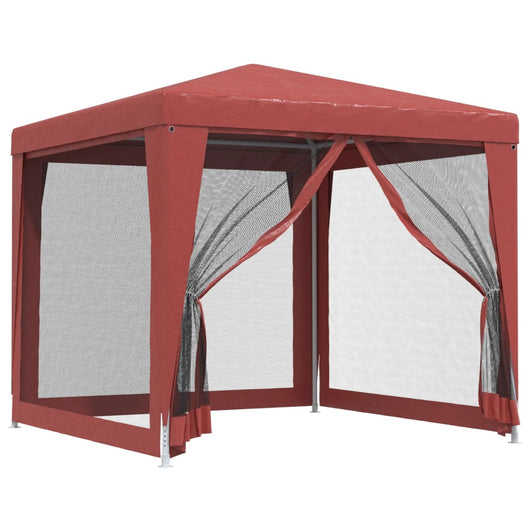 Tenda per Feste 4 Pareti Laterali in Rete Rossa 2,5x2,5m HDPE 319225