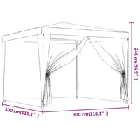 Tenda per Feste con 4 Pareti Laterali in Rete Blu 3x3 m HDPE 319227