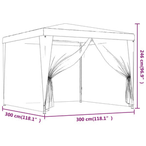 Tenda per Feste con 4 Pareti Laterali in Rete Blu 3x3 m HDPE 319227