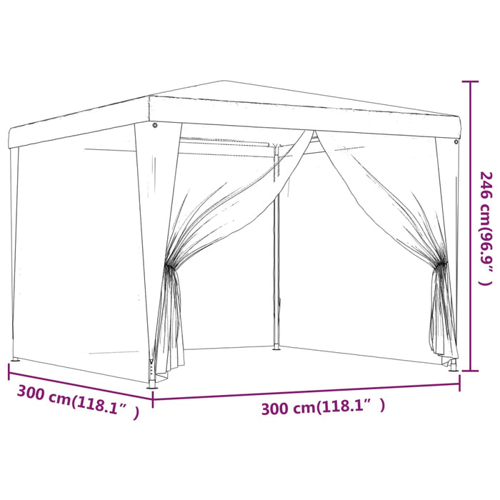 Tenda per Feste con 4 Pareti Laterali in Rete Blu 3x3 m HDPE 319227