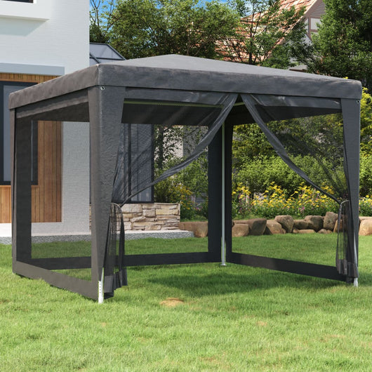 Tenda per Feste 4 Pareti Laterali in Rete Antracite 3x3 m HDPE 319229