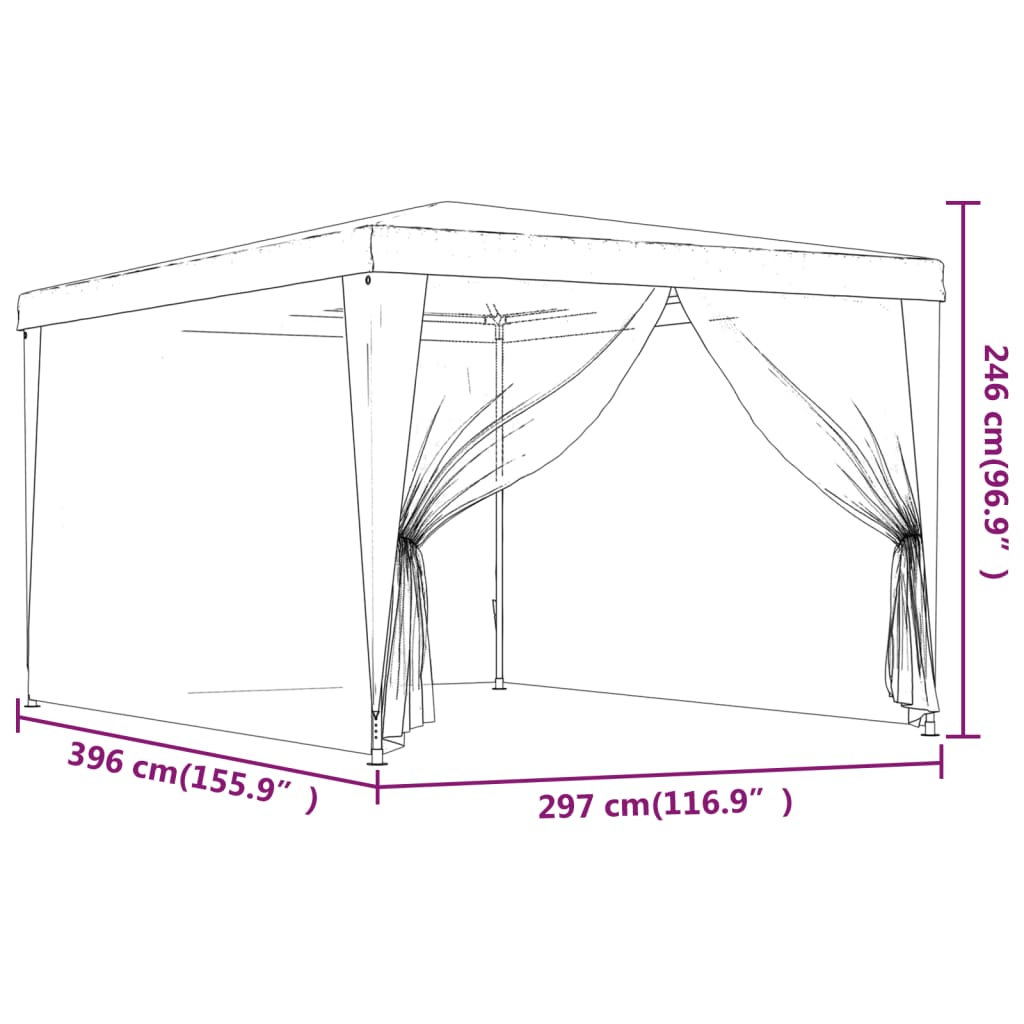 Tenda per Feste con 4 Pareti Laterali in Rete 3x4 m HDPE 319232