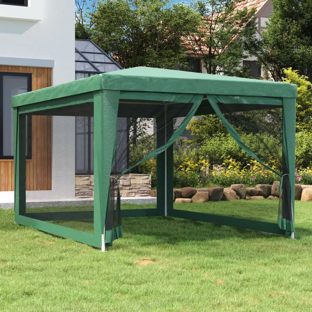 Tenda per Feste con 4 Pareti Laterali in Rete Verde 3x4 m HDPE 319233