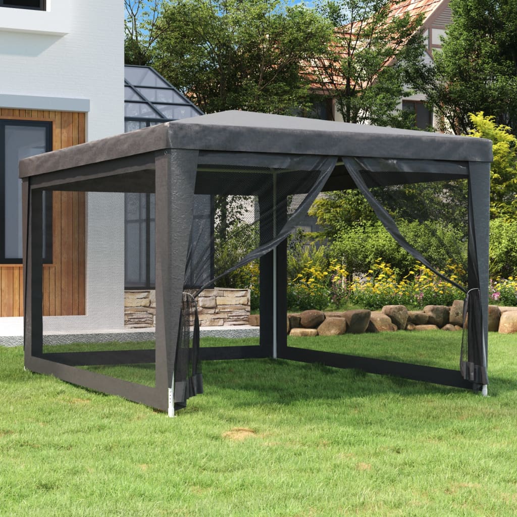 Tenda per Feste 4 Pareti Laterali in Rete Antracite 3x4 m HDPE 319234