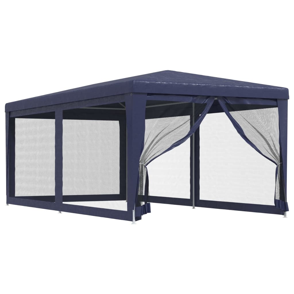 Tenda per Feste con 6 Pareti Laterali in Rete Blu 3x6 m HDPE 319237