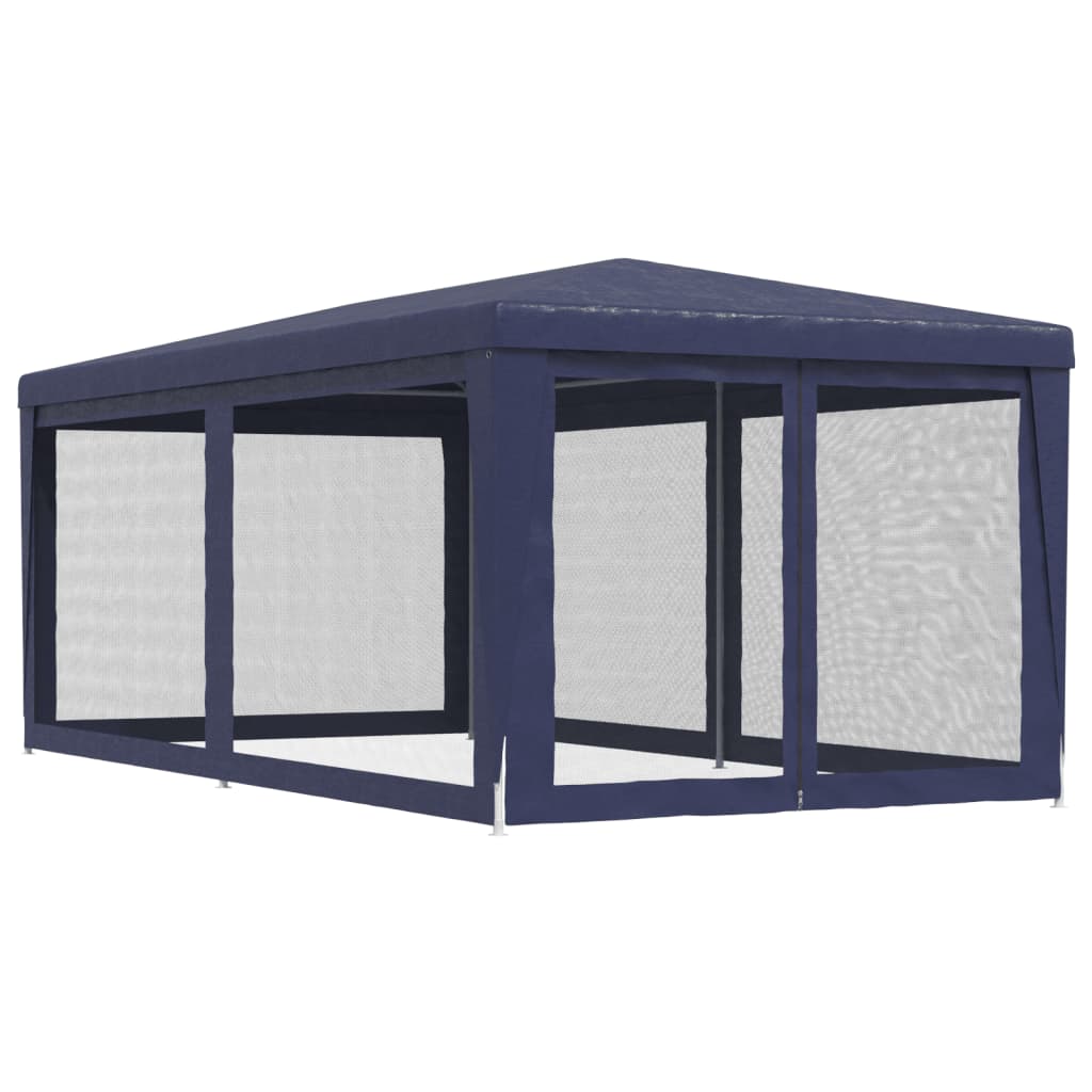 Tenda per Feste con 6 Pareti Laterali in Rete Blu 3x6 m HDPE 319237