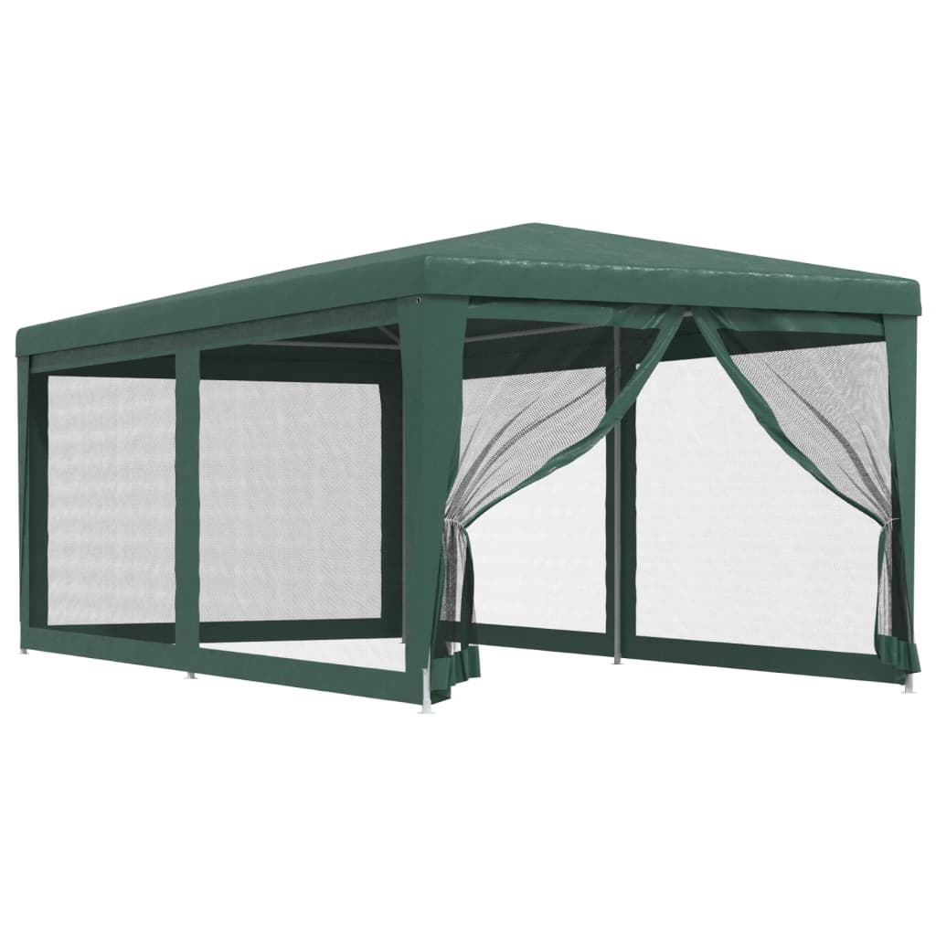 Tenda per Feste con 6 Pareti Laterali in Rete Verde 3x6 m HDPE 319238