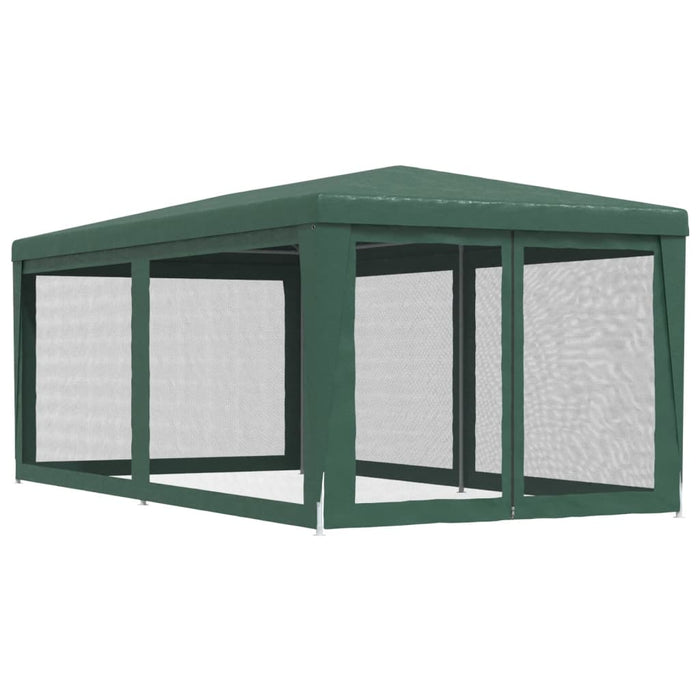 Tenda per Feste con 6 Pareti Laterali in Rete Verde 3x6 m HDPE 319238