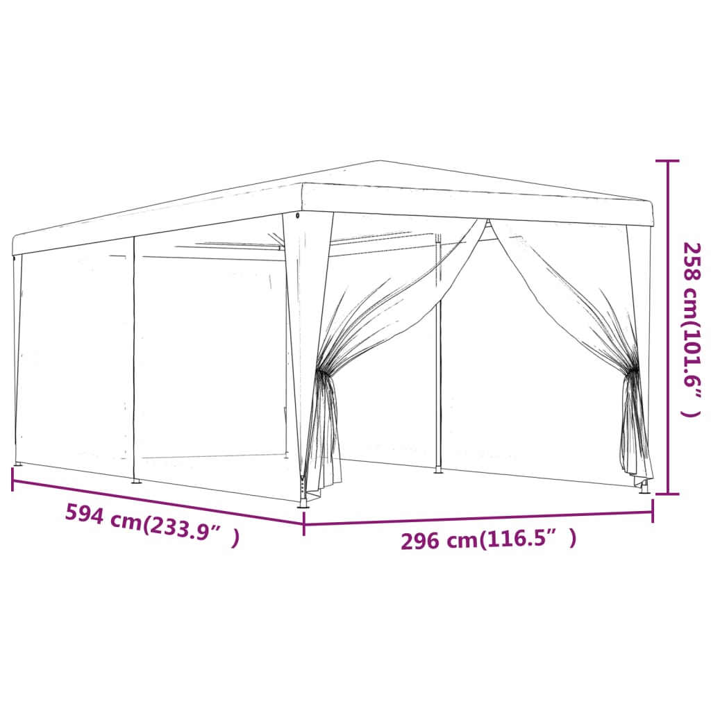 Tenda per Feste con 6 Pareti Laterali in Rete Verde 3x6 m HDPE 319238