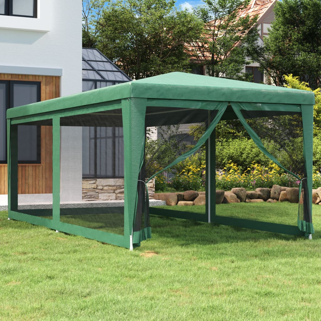 Tenda per Feste con 6 Pareti Laterali in Rete Verde 3x6 m HDPE 319238