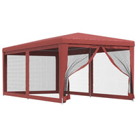 Tenda per Feste con 6 Pareti Laterali in Rete Rossa 3x6 m HDPE 319240