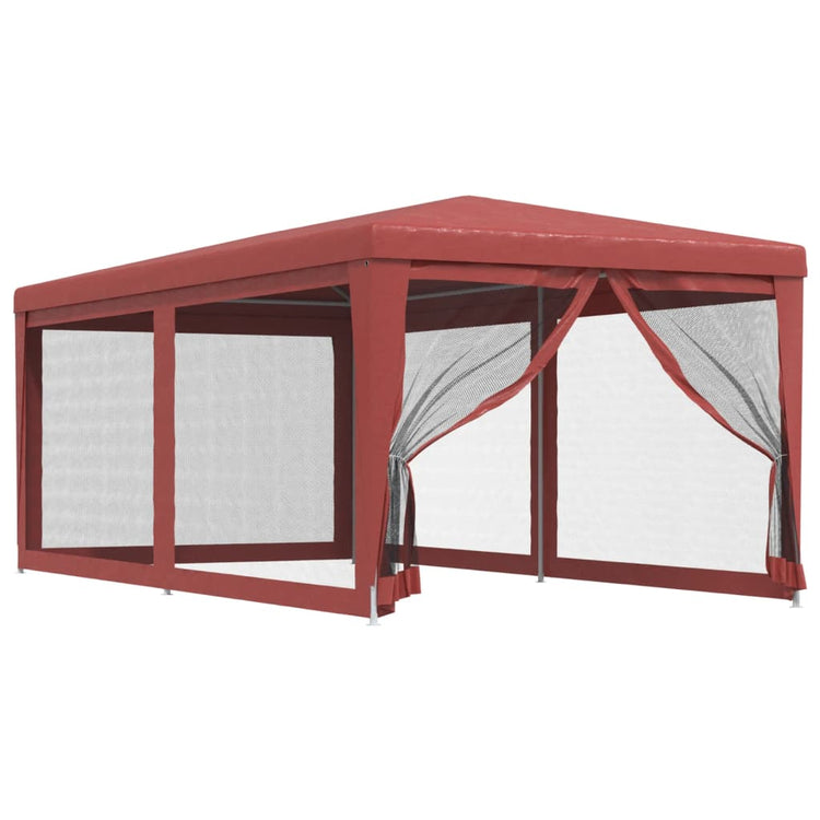 Tenda per Feste con 6 Pareti Laterali in Rete Rossa 3x6 m HDPE 319240