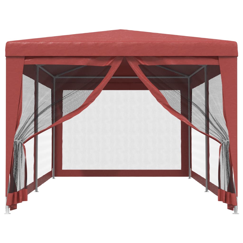 Tenda per Feste con 6 Pareti Laterali in Rete Rossa 3x6 m HDPE 319240