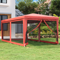 Tenda per Feste con 6 Pareti Laterali in Rete Rossa 3x6 m HDPE 319240