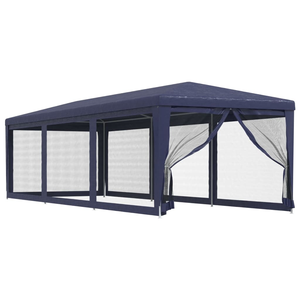 Tenda per Feste con 8 Pareti Laterali in Rete Blu 3x9 m HDPE 319242