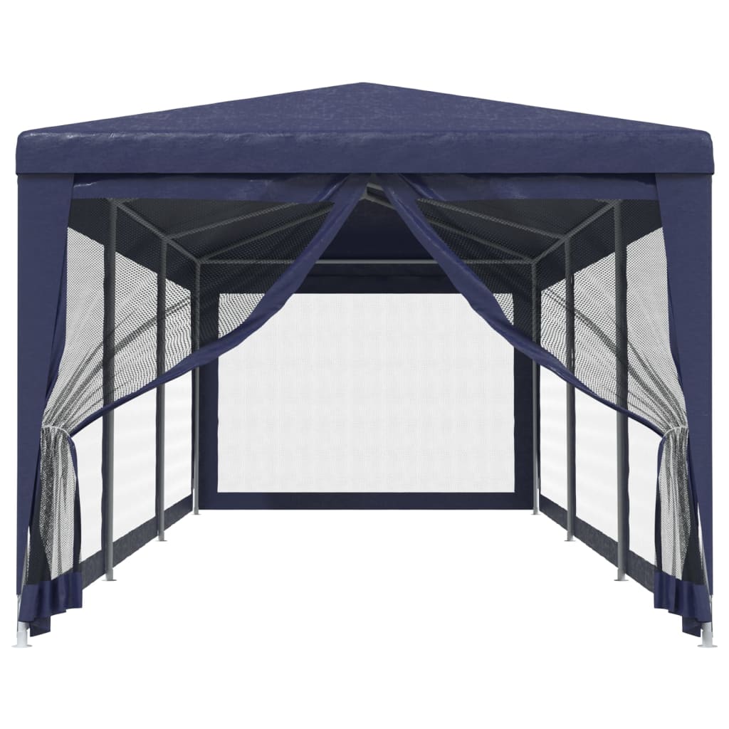 Tenda per Feste con 8 Pareti Laterali in Rete Blu 3x9 m HDPE 319242