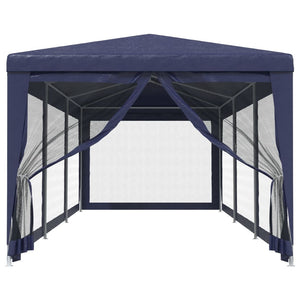 Tenda per Feste con 8 Pareti Laterali in Rete Blu 3x9 m HDPE 319242