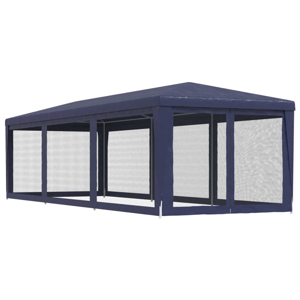 Tenda per Feste con 8 Pareti Laterali in Rete Blu 3x9 m HDPE 319242