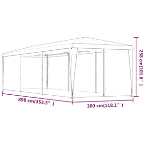 Tenda per Feste con 8 Pareti Laterali in Rete Blu 3x9 m HDPE 319242