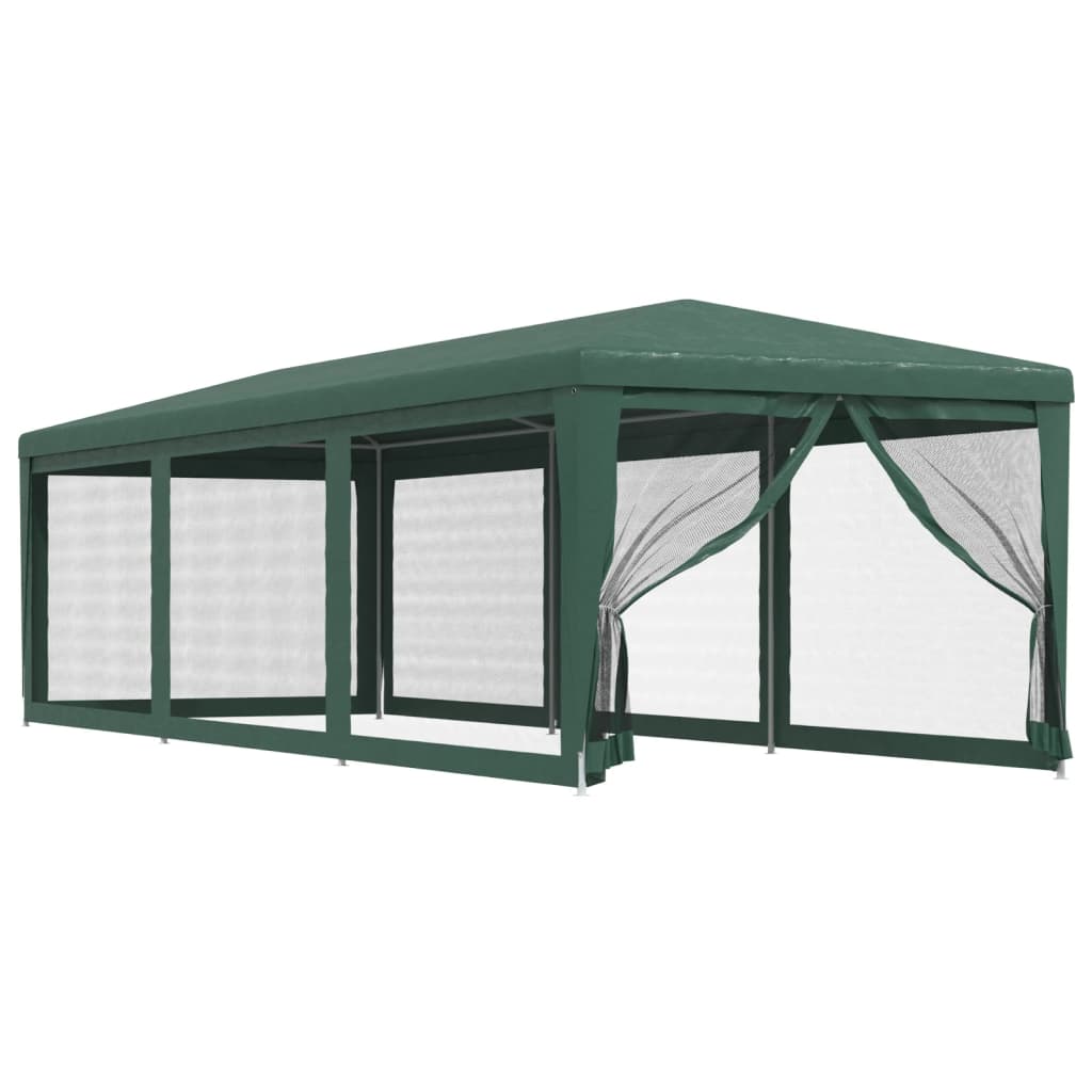 Tenda per Feste con 8 Pareti Laterali in Rete Verde 3x9 m HDPE 319243