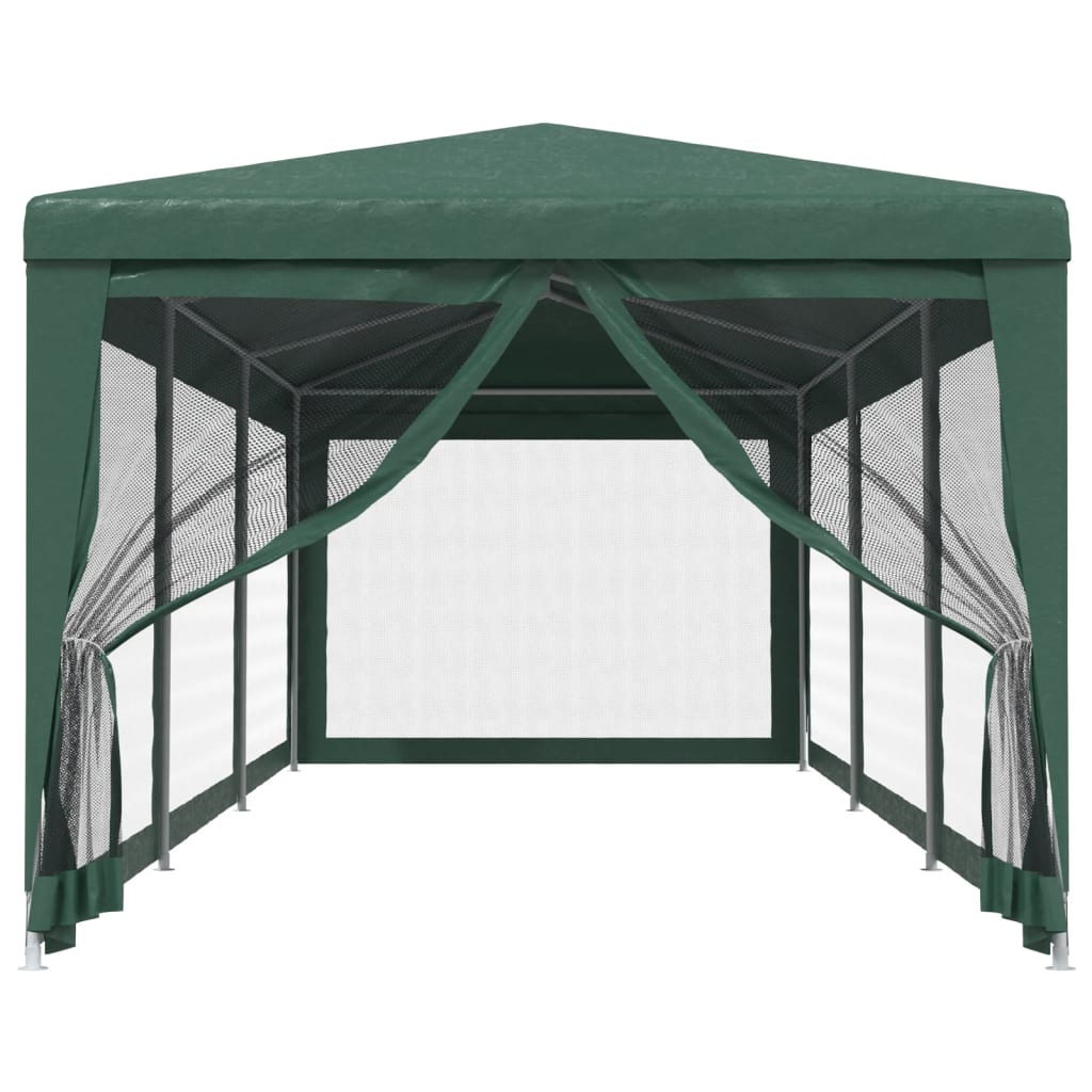 Tenda per Feste con 8 Pareti Laterali in Rete Verde 3x9 m HDPE 319243