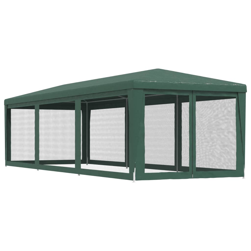 Tenda per Feste con 8 Pareti Laterali in Rete Verde 3x9 m HDPE 319243