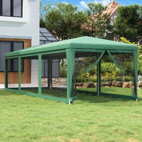 Tenda per Feste con 8 Pareti Laterali in Rete Verde 3x9 m HDPE 319243