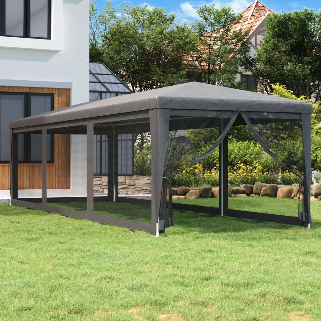 Tenda per Feste 8 Pareti Laterali in Rete Antracite 3x9 m HDPE