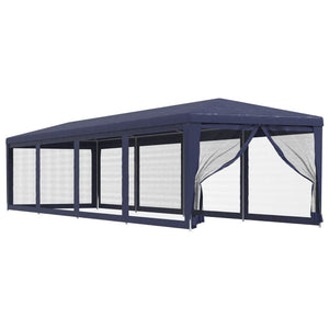 Tenda per Feste con 10 Pareti Laterali in Rete Blu 3x12 m HDPE 319247