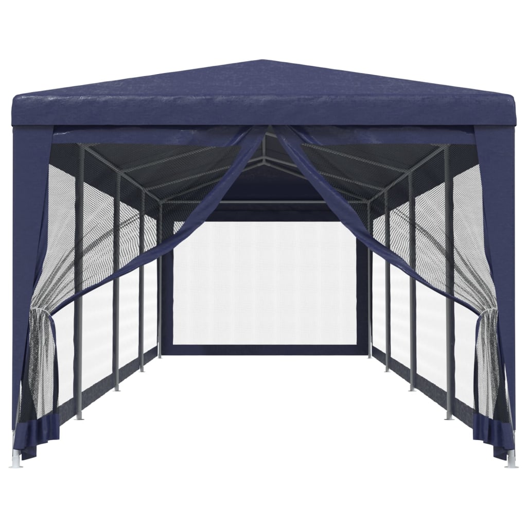 Tenda per Feste con 10 Pareti Laterali in Rete Blu 3x12 m HDPE cod mxl 66077