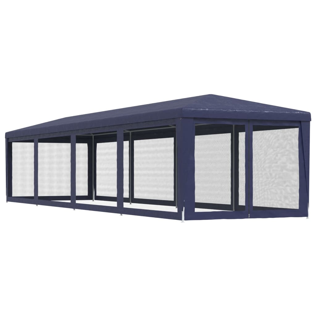 Tenda per Feste con 10 Pareti Laterali in Rete Blu 3x12 m HDPE 319247