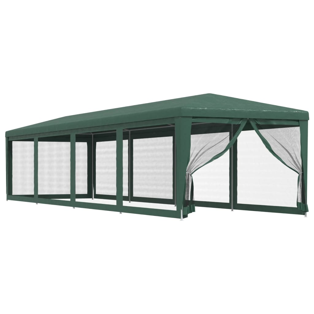 Tenda per Feste con 10 Pareti Laterali in Rete Verde 3x12m HDPE 319248