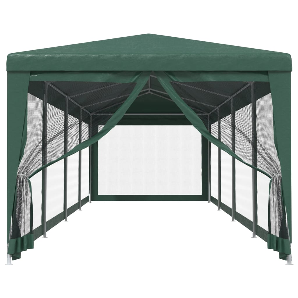 Tenda per Feste con 10 Pareti Laterali in Rete Verde 3x12m HDPE 319248