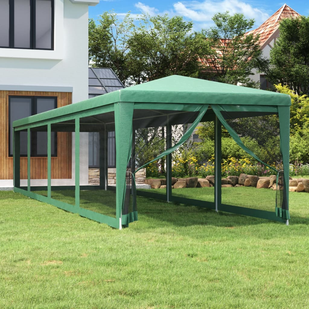 Tenda per Feste con 10 Pareti Laterali in Rete Verde 3x12m HDPE 319248