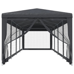 Tenda per Feste con 10 Pareti in Rete Antracite 3x12 m in HDPE 319249