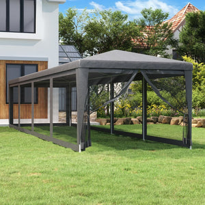 Tenda per Feste con 10 Pareti in Rete Antracite 3x12 m in HDPE 319249