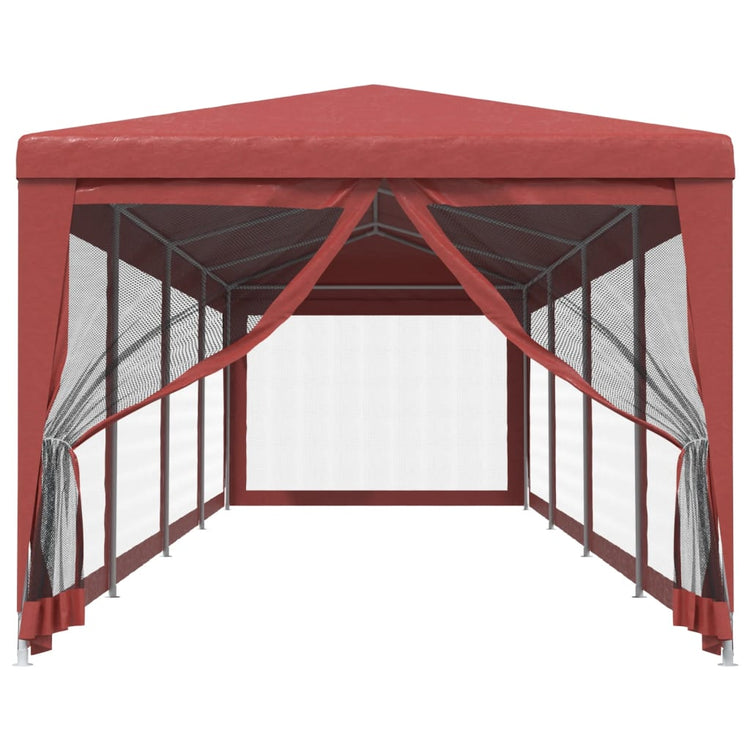 Tenda per Feste con 10 Pareti Laterali in Rete Rosso 3x12m HDPE 319250